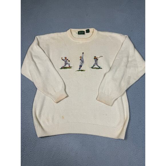 Vintage IZOD Mens Size L Baseball Sweater *Flaws - Picture 1 of 12